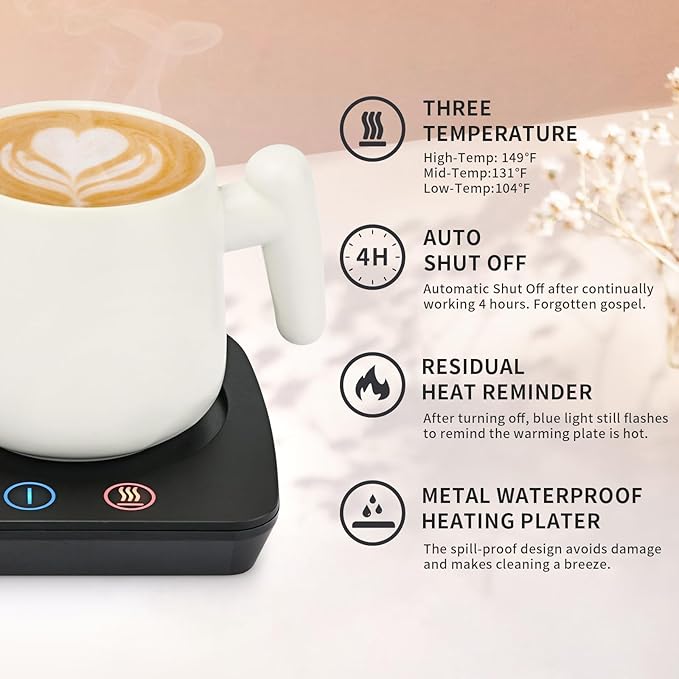 VOBAGA Coffee Mug Warmer&Cup Warmer for Office Desk Use Gift, Electric Beverage Warmer with Three Temperature Settings, Coffee Warmer for Cocoa Tea Milk with Auto Shut Off(NO Cup) (X-MAS Package)