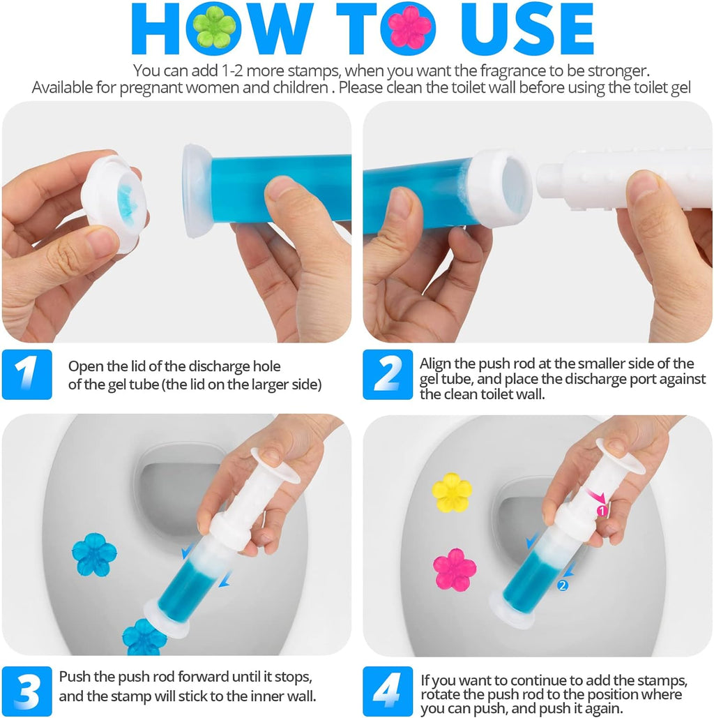 Toilet Gel, 60 Count 5 Kinds Of Scent Toilet Cleaner Bowl Gel Stamp Kit Air Freshener