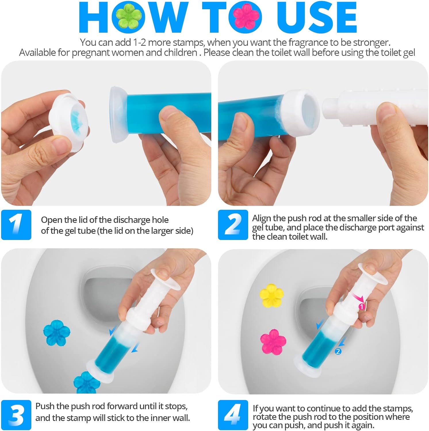 Toilet Gel, 60 Count 5 Kinds Of Scent Toilet Cleaner Bowl Gel Stamp Kit Air Freshener