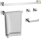 5-Pieces Bathroom Hardware Set Polished Chrome Towel Racks for Bathroom SUS304 Stainless Steel Towel Bar 23.6 Inch Bathroom Towel Holder Set Wall Mounted