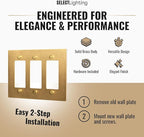 3-Gang Satin Brass Wall Plate, Electrical Receptacle Wall Outlet Faceplate, GFI/Rocker Decorator Light Switch Cover