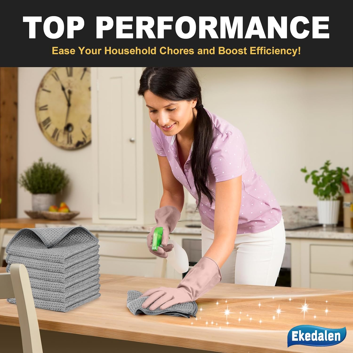 Microfiber Cleaning Cloth Waffle Weave for Dusting Absorbent Towel Quick Drying Dust Rags Household Kitchen, Lint Free Streak Free, 6 Pack,12 x 12 Inches, Grey