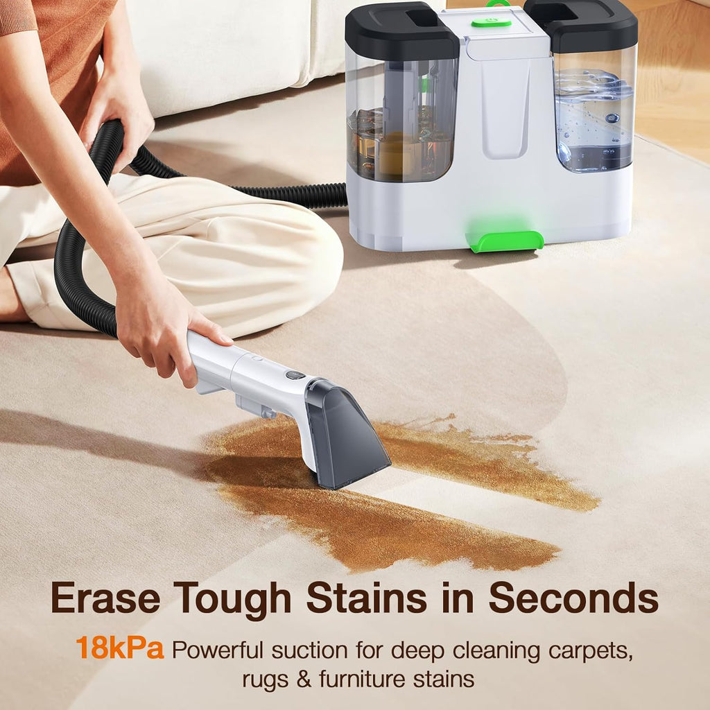 LABIGO Portable Carpet & Upholstery Cleaner, 18Kpa Carpet Cleaner Machine for Deep Stain Removal, Spot Cleaner for Pet Accidents, Area Rugs, Stairs, Car Seats & Couches, Includes Tools & Self-Cleaning