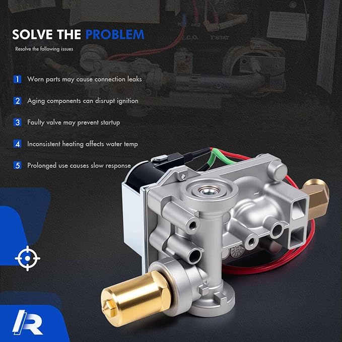 92078 RV Water Heater Gas Control Valve Compatible with Dometic Atwood 6 Gallon Water Heater G6A-8E G6A-6E G6A-4E GC6AA-10E | Solenoid Gas Valve Replaces# 93844, 93870