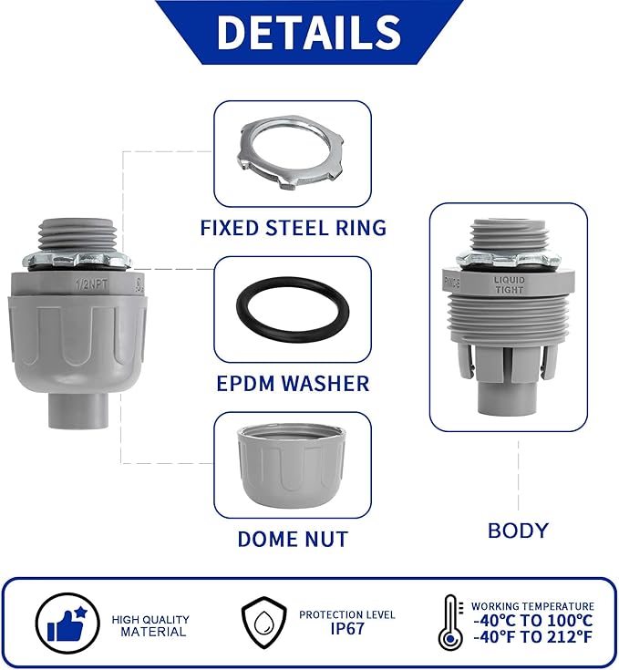 (1/2" Conduit Coupling 20 Pack) Yariwiz 1/2 Plastic Liquid Tight Conduit Coupling