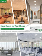 zouzai 1 Pack 8 Inch 18W Eqv 150W 1620LM 5CCT Ultra-Thin LED Recessed Ceiling Light with Junction Box, 2700K/3000K/3500K/4000K/5000K Selectable, 18W Eqv 125W, Dimmable - ETL and Energy Star Certified