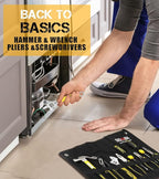 DOWELL Pliers Set - 8pcs, 10/8/6-inch Pliers & Wrench, Hammer, Tool Pouch