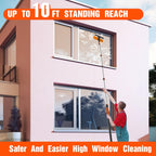 4FT Window Squeegee with Extension Pole, 2-in-1 Squeegee for Window Cleaning, Professional Cleaning Kit for Home with 4FT Telescoping Pole for Outdoor Indoor Use