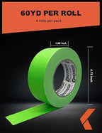 Painters Tape for Car - Green No Residue Automotive Masking Tape - Heat Resistant for Paint Booth, 1.88 Inches x 60 Yards, 4 Rolls