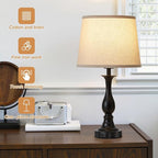 Bedside Table Lamp Touch Control Bedroom Lamps with USB-C USB-A Charging Port 3 Way Dimmable Touch Lamps for Nightstand Living Room Bedroom Dorm Home Office Reading, Set of 2