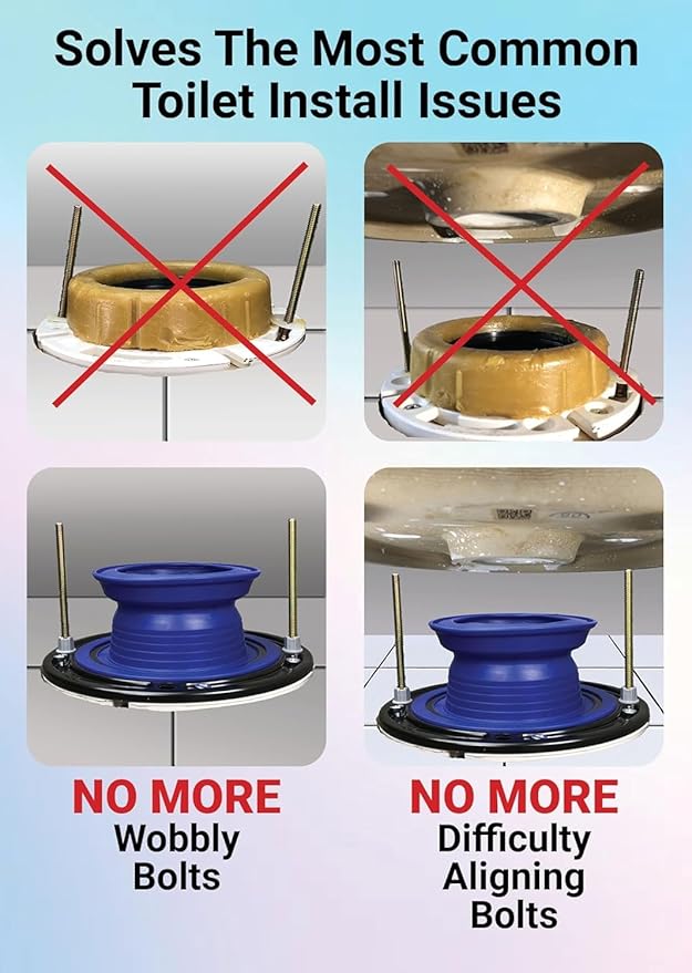 One N Done Toilet Flange Repair Kit - Toilet Kit For Low or Broken Toilet Flange. Toilet Wax Ring Replacement Kit W/Toilet Flange Extender Kit. No Wax Ring For Toilet Bowl Or Toilet Seal Required. 5X