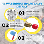 AITKEN RV Water Heater Gas Solenoid Valve for Atwood Electronic Spark Ignition, Heat Exchange, Combination Gas/Electric G10/ GC10/ GCH10/ GH10/ G16EXT/ GE16EXT 10 Gallon Water Heaters