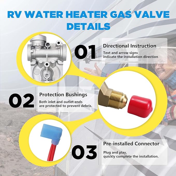 AITKEN RV Water Heater Gas Solenoid Valve for Atwood Electronic Spark Ignition, Heat Exchange, Combination Gas/Electric G10/ GC10/ GCH10/ GH10/ G16EXT/ GE16EXT 10 Gallon Water Heaters
