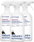 ATTITUDE All Purpose Cleaner Spray, EWG Verified, Vegan, Made with 94% Plant-Based Ingredients, Streak-Free for Kitchen, Bathroom, Glass & More, Unscented, 27.1 Fl Oz (Pack of 3)