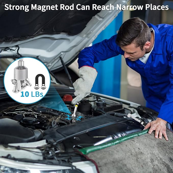 4 Pieces 10LBs Telescoping Magnetic Pickup Tool, Magnet Stick Rod Extendable 7" to 30.5" for Men, Birthday, Father's Day, Christmas Gift