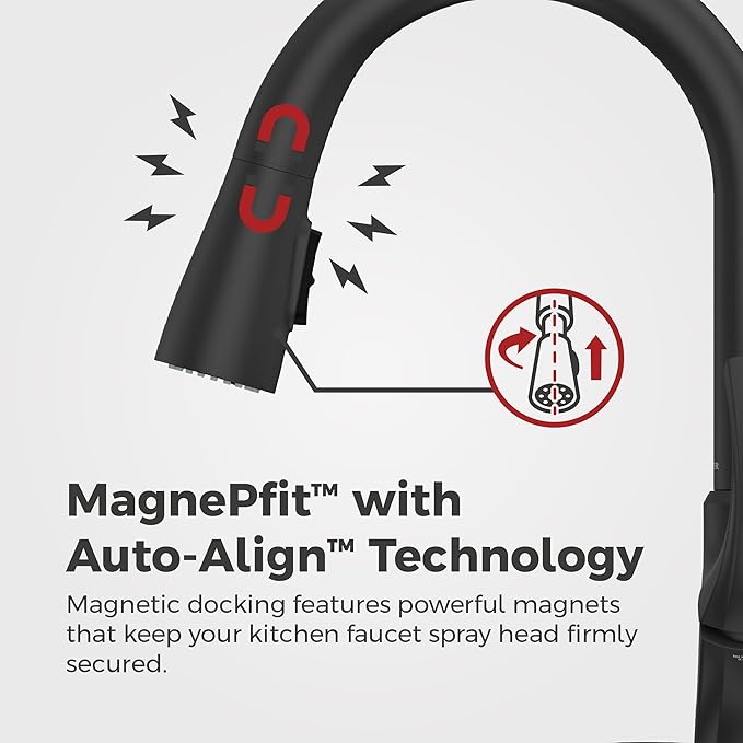 Pfister Miri 2.0 Kitchen Faucet with Pull Down Sprayer and Soap Dispenser, Single Handle, High Arc, NSF Certified, Spot Defense Matte Black Finish, F5297MRRSDB