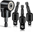 Flexible Drill Bit Extension Set with Right Angle Attachment, 360° Rotatable 1/4 3/8 1/2" Impact Grade Socket Adapter Sets for Cordless Drill & Screwdriver, Power Drill & Driver