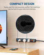 DEWENWILS 6 Foot Long Power Strip, 6-Outlet Power Strip 6FT, 15 Amp Circuit Breaker, Low Profile Flat Plug, Surge Protector for Office, Living Room, Bedroom, 4 Pack, Wall Mount, Black