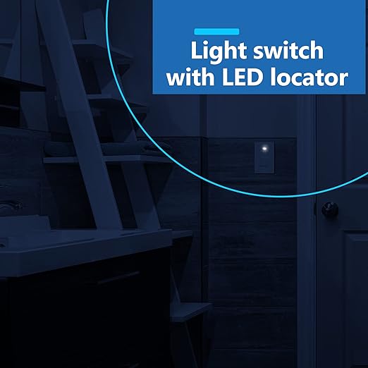 LIDER Minimalist Design Matte Finish Lighted Decorator Switch with Wall Plate, Frameless Paddle Light Switch with Locator Light, 3-Way, Grounding Screw, 15A 120V, UL Listed, White, 10 Pack