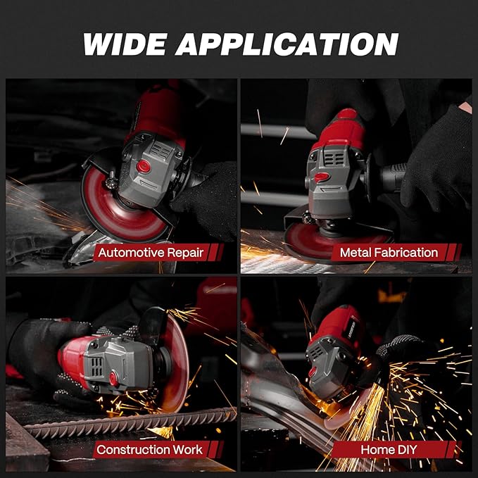 ARCCAPTAIN Angle Grinder Kit, 4-1/2 to 5",【Paddle Switch】9500RPM 1200W Brushless Power Motor Cordless Angle Grinder with 2PCS 4.0AH Batteries, 180°Rotatable Grinder Tool for Cutting/Grinding/Polishing