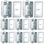 8 Set 4 x 2 Inch Electrical Junction Box with Cover Square Plenum Box Galvanized Steel Metal Outlet Boxes, Ten 1/2'' Knockouts, 1-7/8" Deep, 13 Cu. in. Capacity (Duplex Receptacle Cover)