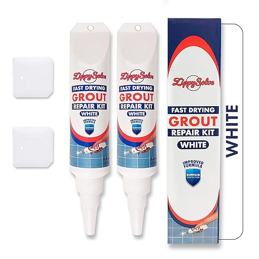 Tile Grout, Repair Kit, 2 Pack Grout Filler, Restore & Renew Tile Joints Line, Fast Drying Grout Paint Squeeze Tube for Bathroom Shower Kitchen Floor, Waterproof (17.6 oz, White)