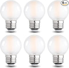 Frosted G16.5 Led Bulb, Matt Vanity Globe Light Bulbs, E26 Dimmable Globe Small Round Edison Light Bulbs, 6w 4000k Vintage LED Filament Edison Bulb