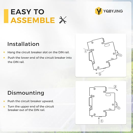 DC Circuit Breaker 6 Amp Solar Panel Disconnect Switch 12V-500V 1 Pole Miniature Solar Circuit Breaker for Outdoor PV Homes Battery, AC 110V DIN Rail MCB