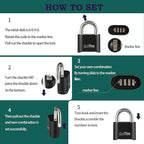 2 Pack Heavy Duty Weatherproof Combination Padlock, Outdoor Combination Lock with Long Shackle for Gate, Fence, Warehouse, Storage Unit,Garages