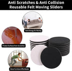 Ezprotekt 5" Round Felt Furniture Movers Sliders for Hardwood Floors, 8 Pcs Reusable Felt Furniture Moving Pads for Heavy Duty Bed Sofa Fridge Couch, Move Item Easily and Quickly (Black)