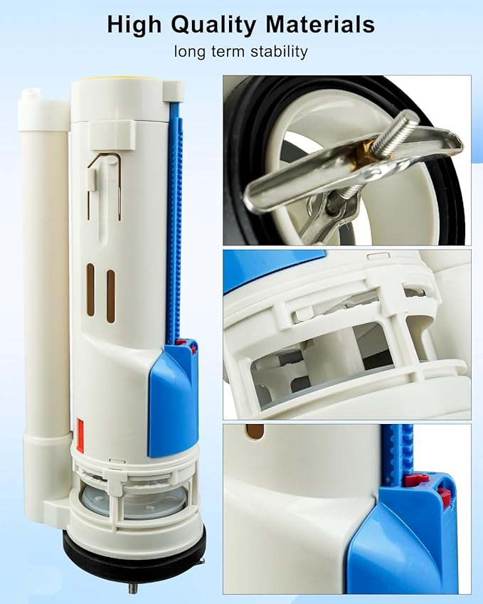 2-Inch Toilet Flush Valves, Dual Flush Valve Toilet Repair Kit Compatible with One Piece Toilets Top Push Button Valve, 10.8" Height