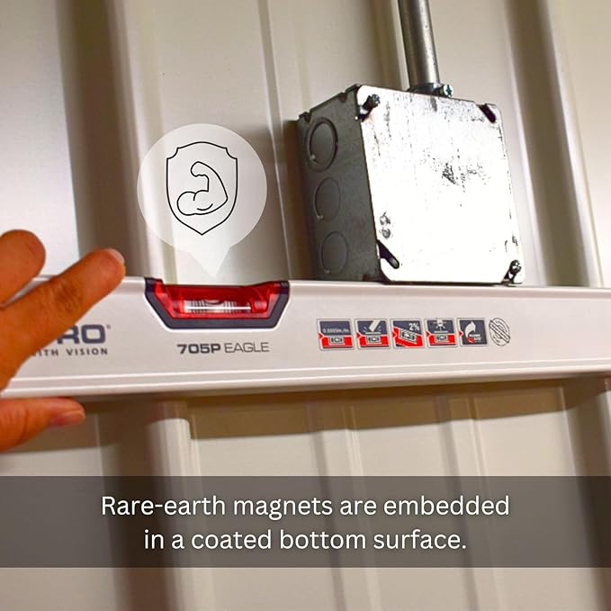 Kapro - 705 Eagle Magnetic Box Level - OPTIVISION & Plumb Site - Features 2% Gradient, Acrylic Vials, and Wall-Grip - For Masonry and Concrete Jobs - VPA Tested - 72 Inch