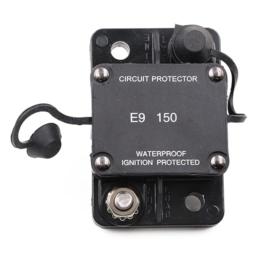 Hi-Amp 150 Amp Automotive Circuit Breaker Auto Reset No Switch Button for Boat, Car Audio, Solar System, Battery Protection 12V-32V DC IP67