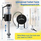Saillong Universal Toilet Flusher Replacement Kit, Fill Valve, 2-Inch Flapper, Side Mount Handle Lever, Water-Saving, Adjustable Toilet Repair Kit Inside Tank, Easy to Install(2 Set,Dark Grey, Black)
