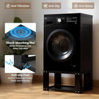 SKM Universal Washer & Dryer Pedestal for 27" & 28" Machines | Heavy-Duty Steel, 700LB Capacity | 15.7" Height, Anti-Slip & Shock-Absorbing, Black