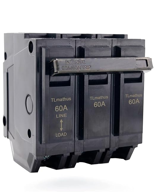 60 amp 3 Pole Breaker Plug-in Mount Type THQL Feeder Molded Case Circuit Breaker 120/240V AC, Compatible with GE Thick Series and Q-Line Series Load Centers