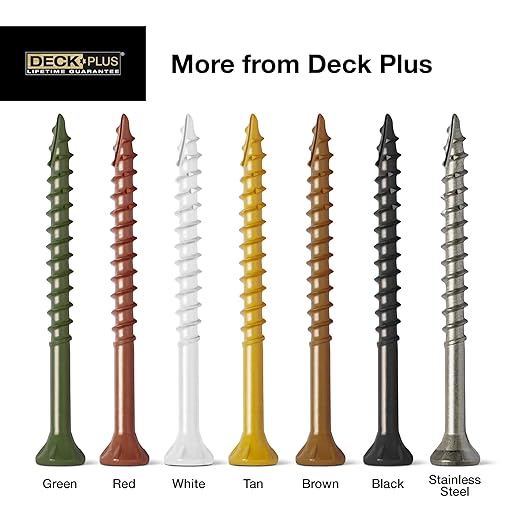 Deck Plus 1-1/4 Inch Epoxy Coated Exterior Wood and Fence Screws #8 x 1-1/4" Torx/Star Drive Included Coarse Thread, Outdoor Rust Resistant Decking Screw, Green, 1lb Box, 186 Pieces | 48396
