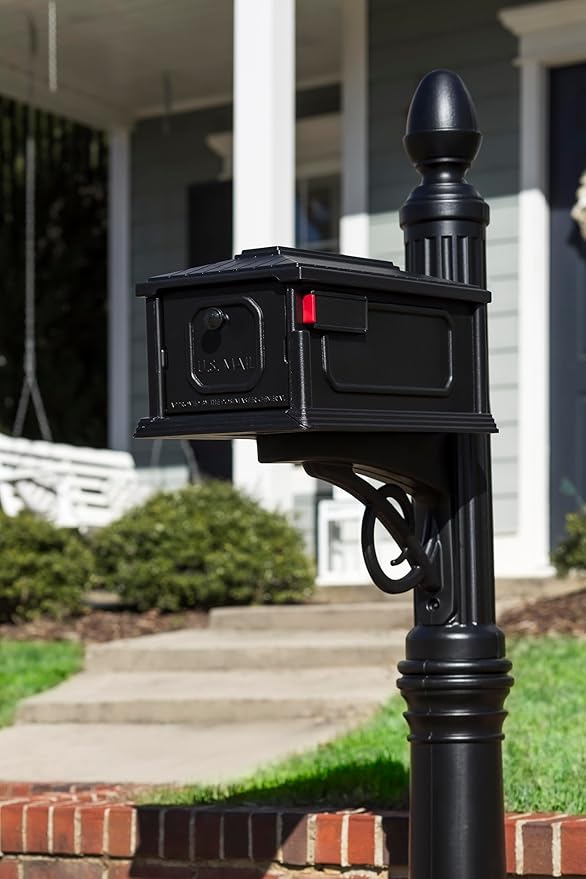Architectural Mailboxes Stratford Plastic Mailbox and Post Kit, SC000BAM, Black, Medium Capacity