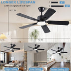 42 inch Modern Ceiling Fans with Lights APP/Remote Control, Low Profile Reversible 6 Speeds Ceiling Fan Light for Indoor/Outdoor Patio Bedroom Living Room,Black