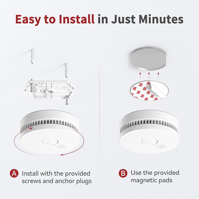 SITERLINK Smoke Detectors,UL217-9th Listed Smoke Alarms with Replaceable Battery,Photoelectric Sensor Smoke Detector with Test-Silence Button,Fire Detectors for Home,House,GS509A 10-Pack