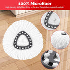 Spin Mop Head, Base, Handle Replacement for O-Ceda EasyWring 1 Tank System,4 Microfiber Mop Refills, 1 Base and 30-58in Handl Set Combo (White 1 Tank System)