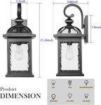 Darkaway 2pcs Outdoor Lights Fixtures Wall Mount, Large 22inch Outdoor Wall Sconce Lights with Water Ripple Glass Outside Exterior Lights Fixture for House Front Porch Patio