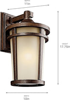 Kichler Atwood 17.75" 1 Light Outdoor Wall Light with Light Umber Mist and Brown Stone