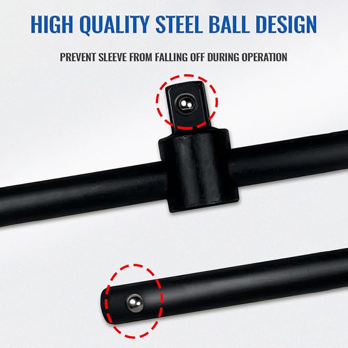 3/4" T-Handle Sliding Wrench Breaker Bar, 18.9 Inch Heavy Duty Steel Drive Socket Hand Tool, Gifts for Men & Dad