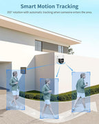 《130°Wide Angle & 2-Way Audio 》4K Outdoor Wired Security Camera System,360 Degrees Security PTZ IP Cameras,Surveillance Video Equipment, Surveillance DVR Kits