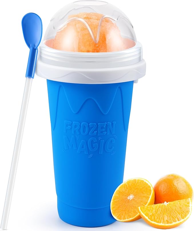 Tgosomt Slushie Maker Cups, Quick Magic Squeeze Slushy Cups, DIY Frozen Smoothies Cups, Juice Milk shake Yogurt Ice Cream Maker, Double Layers Cooling Cups, Cool Fun Gifts (Blue)