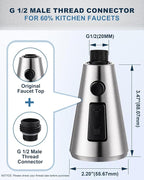 ALEASHA Pull Down Spray Head for Kitchen Faucet,3-Function Sink Spray Nozzle with 9 Adapters,Kitchen Faucet Head Replacement Compatible with Moen,American Standard Faucets,Brushed Nickel