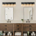 GoYeel Black Vanity Light Fixture 5 Light, Matte Black Bathroom Lighting Fixtures Over Mirror Bathroom Wall Light Modern Restroom Light Fixture Farmhouse with Clear Glass Shade