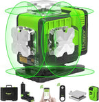 Huepar 12V 4x360 Laser Level Self Leveling with Bluetooth and Remote Control, 4D Green Cross Line Laser, 16 Lines Lazer Leveler Tool for Construction, Upgrraded Bracket, Removable Battery P04CG