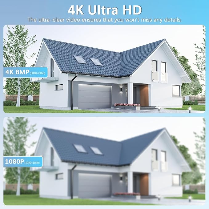 【PTZ Digital Zoom & 60-Day Storage】 Wired Security Camera System, Home NVR Video Surveillance Systems, Outdoor POE Security Cameras System